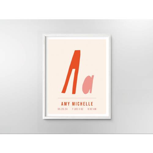Custom Initial Nursery Print: Colorful Letter Wall Art Decor