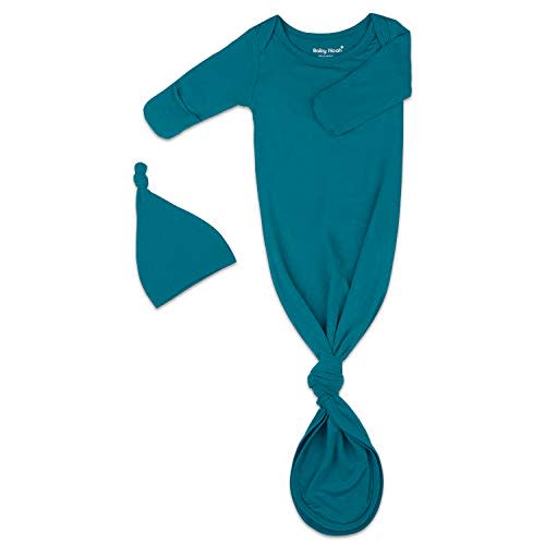 Newborn Baby Knotted Gown, Super Soft Silky Infant Long Sleeve Sleeper for Baby Girl and Boy Sleeping Bag with Hat