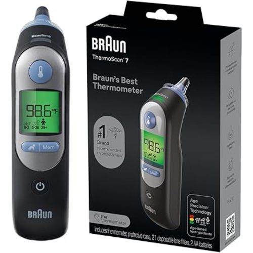 Braun ThermoScan 7 Digital Ear Thermometer, Age-Adjusted Fever Guidance, Baby and Infant Friendly, No. 1 Brand Recommended by Pediatricians, FSA and HSA Eligible
