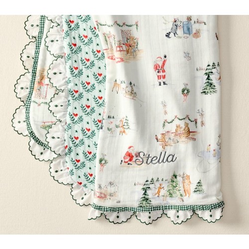 Riley Sheehey Holiday Oversized Organic Muslin Baby Blanket