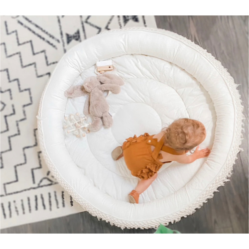 Finn and Emma Round Macrame Play Mat | Modern Nursery™