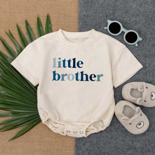Little Brother Baby Outfit, Retro Brother Kids Shirt, Newborn Clothes Baby Boy, First Birthday Baby Romper, Newborn Gift Keepsake
