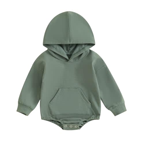 Thorn Tree Newborn Baby Boys Hooded Sweatshirt Long Sleeve Solid Romper Infant Baby Fall Winter Spring Outfits