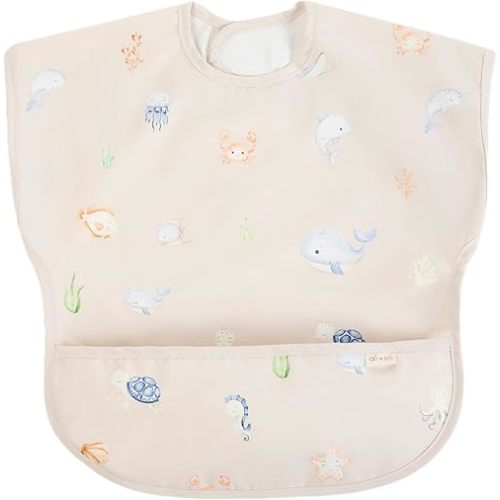Ali+Oli Smock Bibs for Babies, BPA-Free Oeko-Tex Certified, Waterproof Baby Smock, Machine Washable, Toddlers Ages 6m+