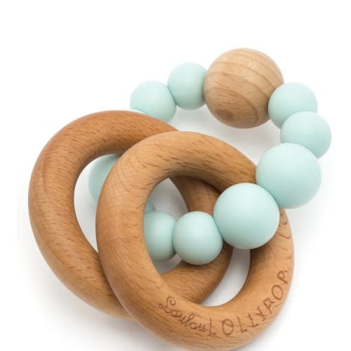 Bubble Silicone and Wood Teether - Mint
