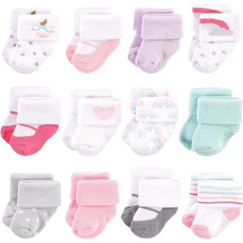 Hudson Baby Baby Girls' Cotton Rich Newborn and Terry Socks