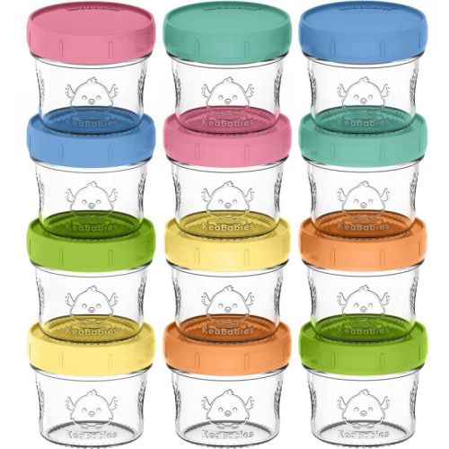 Prep Baby Food Storage Containers, 4oz & 8oz Leak-Proof, BPA Free Glass Baby Food Jars for Feeding