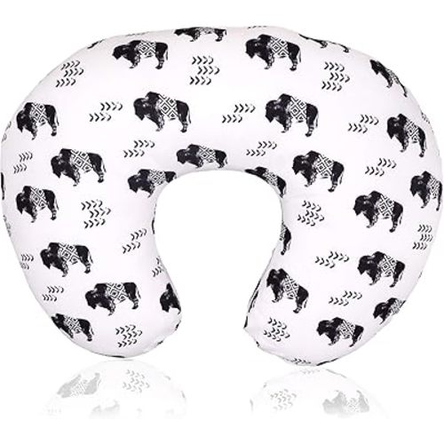 TANOFAR Nursing Pillow Cover, Cow Breastfeeding Pillow Slipcover for Baby Boys & Girls, Animal Nursing Pillow Case for Newborn, Soft Fabric Fits Snug On Infant, Washable & Breathable, Buffalo