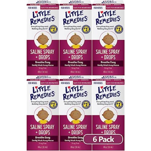 Little Remedies Saline Spray and Drops, Safe for Newborns, 0.5 fl oz, 3 Pack