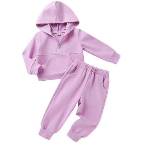 Happy Town Baby Clothes for Girls Boys Solid Color Half-Zip Sweatshirt and Sweatpants Outfits Set Fall Toddler Sweatsuit
