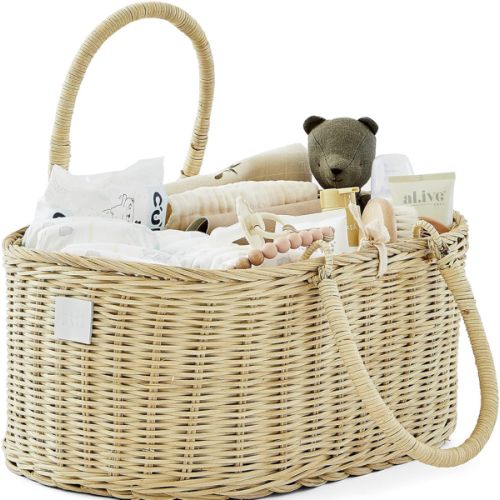 Baby Diaper Caddy Organizer "POPPY" Handmade & Natural by BEBE BASK® – BEBE BASK