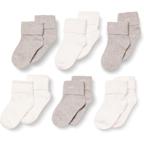 Amazon Essentials Unisex Babies' Cotton Turn Cuff Socks, 6 Pairs