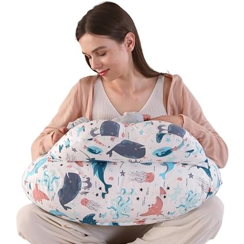 BATTOP Nursing Pillow for Breastfeeding,Baby Feeding Pillow,with Adjustable Waist Strap,Removable Slipcover,Breastfeeding Pillows for More Support for Mom and Baby,Plus Size,Extra Pillow on Top