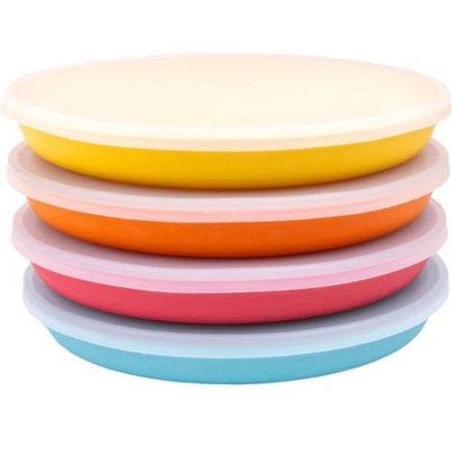WeeSprout Bamboo Plates, Kid-Sized Bamboo Kids Plates, Dishwasher Safe Bamboo Plate for Kids, 4 pack
