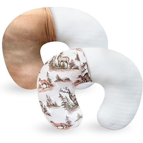 Nursing Pillow with 2 Piece Removable Ultra Soft&Stretchy Cover,Nursing Pillows for Breastfeeding,Tummy time and Baby Sitting Support,Deer Pattern