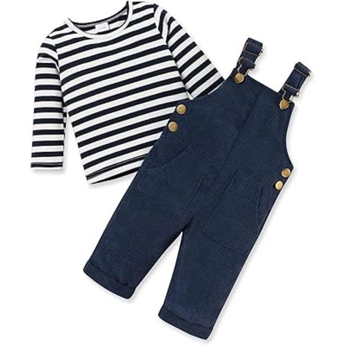 Baby Boy Clothes Long Sleeve Top and Botton Suspender Pants Baby Boy Winter Clothes