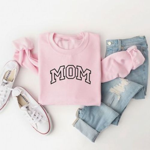Simply Sage Market Women's Graphic Sweatshirt Embroidered Mom Varsity Outline