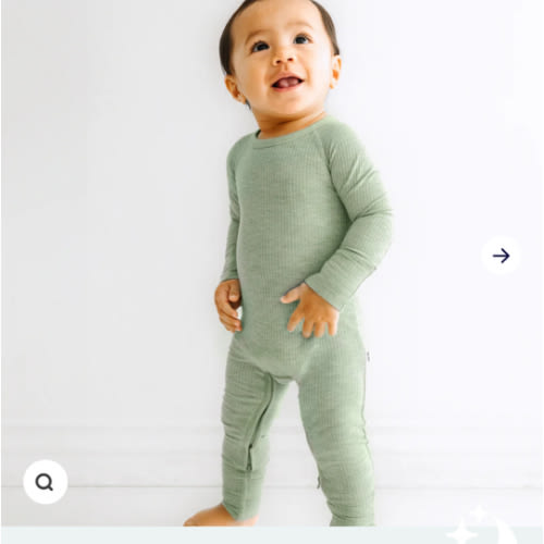 Heather Sage Ribbed Crescent Zippy - Little Sleepies