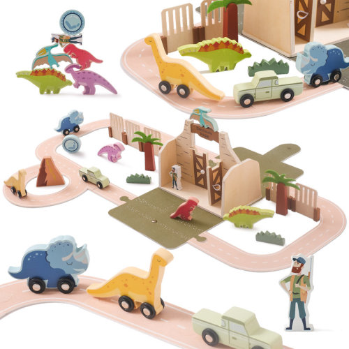 bopoobo Wooden Dinosaur Train Set with Expandable Felt Track | Wayfair