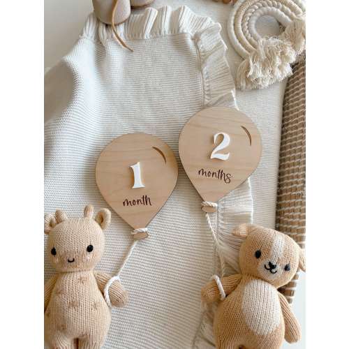 Air Balloon Baby Milestone | Boho Baby Milestone | Wooden  Milestone Disc | Monthly Baby Milestone  Marker | Baby Growth |