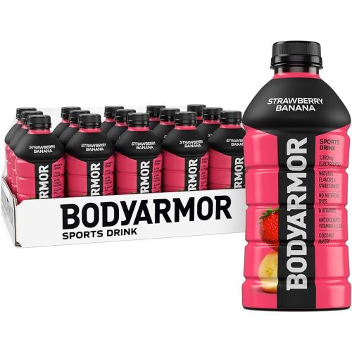 BODYARMOR Sports Drink Sports Beverage, Strawberry Banana, Coconut Water Hydration, Natural Flavors With Vitamins, Potassium-Packed Electrolytes, Perfect For Athletes, 28 Fl Oz (Pack of 15)