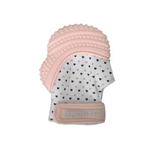 Malarkey Kids Munch Mitt Teether - Pastel Pink Hearts