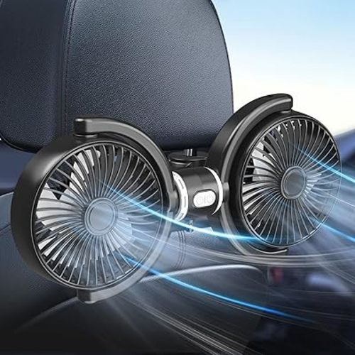 Trustnice USB Car Fan for Backseat for Kids, Dual Head Car Seat Fan Independently Controlled 360° Rotatable Powerful 3-Speed Vehicle rear headrest Air Circulation Cooling Fans for SUV Truck Sedan