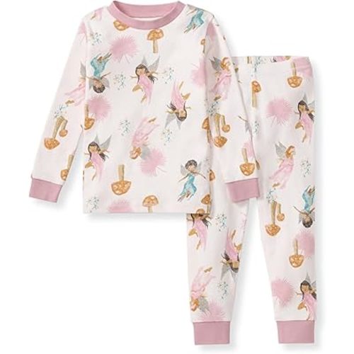 Burt's Bees Baby Girls' Pajamas, 2-Piece Long Sleeve Tee and Pants Organic Cotton PJ Set