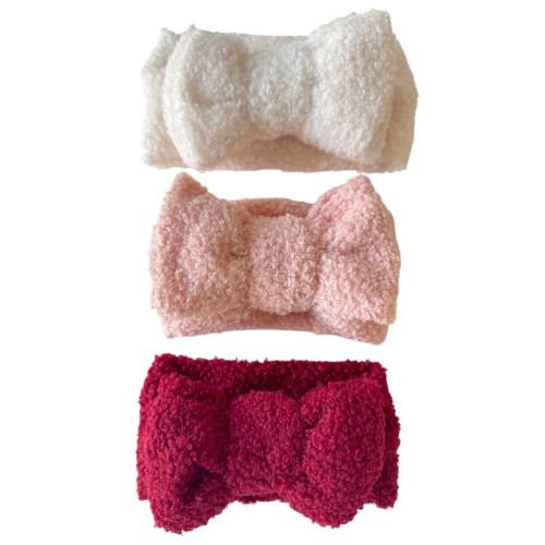 3-Pack Teddy Bows, Sugar/Pink/Ruby