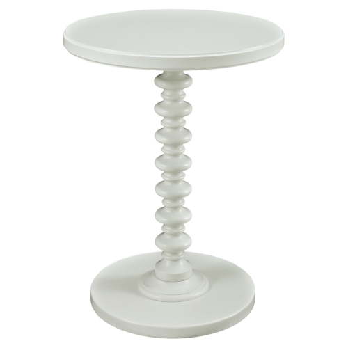 Linon Spectrum 17" Round Spindle Accent Table in White Painted Wood