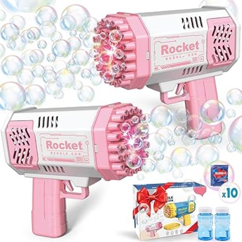 Toys for 3-8 Year Old Boys Girls: 2 Pack Bubble Machine for Kids with Bubble Solution, Gifts for 3 4 5 6 7 8 Years Old Boy Birthday Toy for Kid Toddlers Ages 4-6 Outdoor Wedding Bubbles Wands