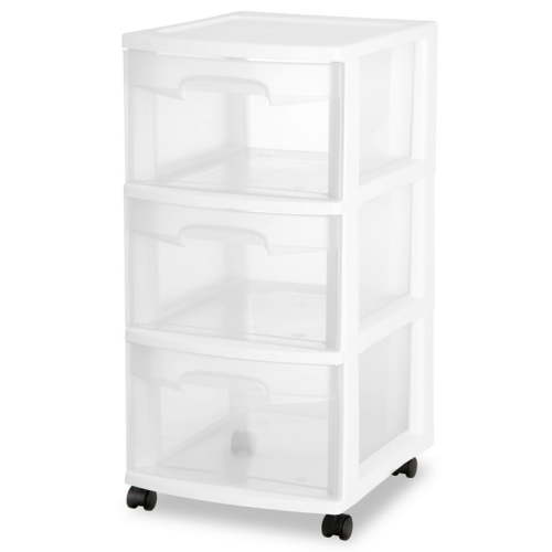 Sterilite 3 Drawer Cart, White