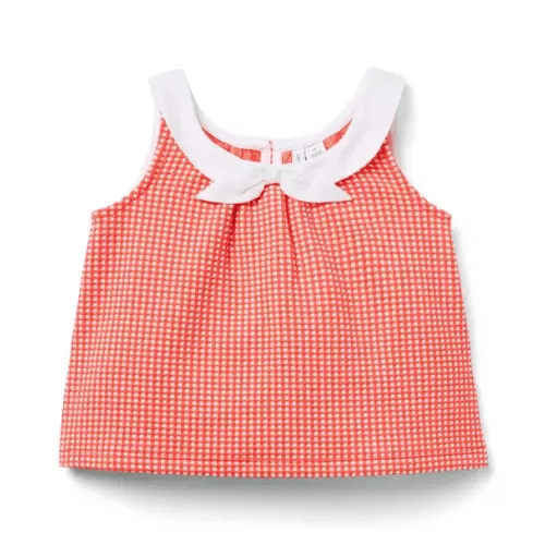 Girl Vibrant Poppy Gingham Gingham Bow Top by Janie and Jack