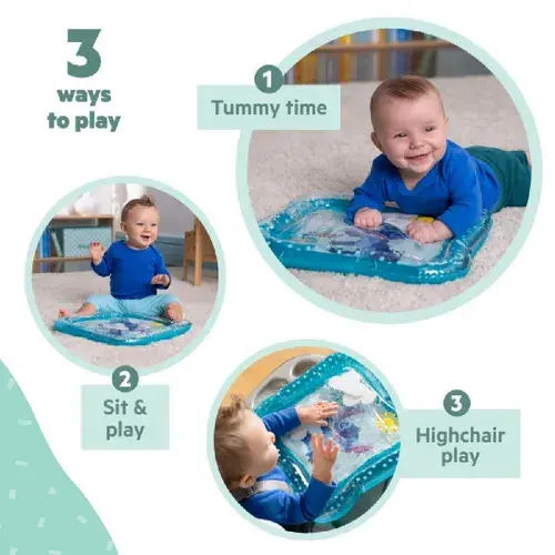 Bright Starts Stitch Making Waves Tummy Time Water Mat Teal | Baby Bunting AU