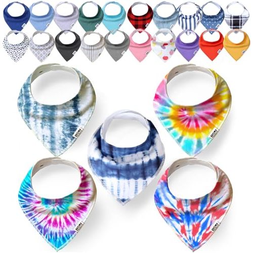 YMCF Baby Bandana Drool Bibs - 5 Pack 100% Cotton Absorbent Baby Bibs