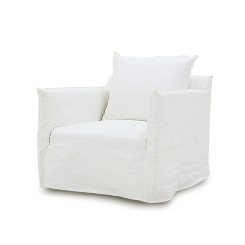 Como Rocker Swivel Chair Linen Pure White