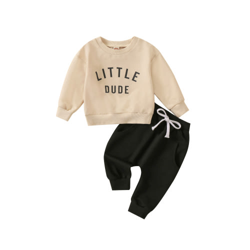 Toddler Baby Boy Fall Winter Clothes Set Letter Printed Long Sleeve Sweatshirt Tops + Pants 2Pcs Outfits