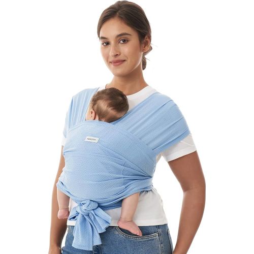 Momcozy Baby Carrier AirMesh - The Perfect Summer Water Sling for Newborns to Toddler 8-35 lbs - Cooling, Breathable and Lightweight Baby Wrap, Nice for Summer, Pool, Beach, Swimming, Light Blue