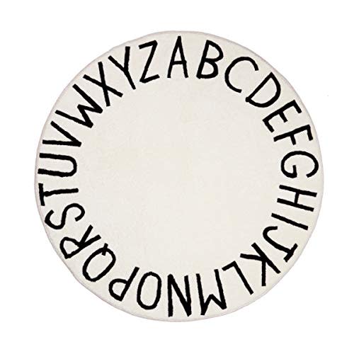 Faux Wool Alphabet Nursery Area Rug Extra Large Warm Soft Non-Slip Crawling Play Mat for Children Toddlers Bedroom (40 inch, Beige)