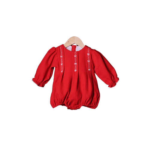 Smocked Red and Pink Honeycomb Bow Bubble