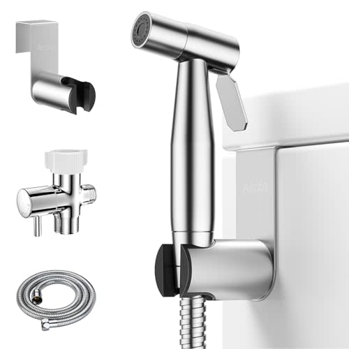 Arofa Handheld Toilet Bidet Sprayer for Toilet-Adjustable Water Pressure Control with Bidet Hose for Feminine Wash, Stainless Steel Brushed Nickel Bidet Faucet Cloth Diaper for Baby Wash