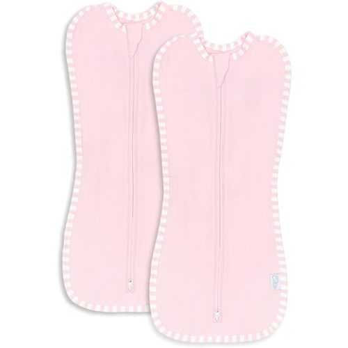 Comfy Cubs Swaddle Blanket Baby Girl Boy Easy Zipper Wrap 2 Pack Newborn Infant Sleep Sack (Large 3-6 Months, Pink)