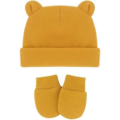 UTTPLL Newborn Hats Mittens Set Toddler Girls Boys Cotton Nursery Hospital Beanie No Scratch Gloves Unisex Baby Infant Caps