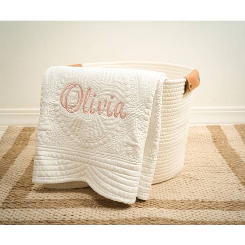 Custom baby quilt blanket embroidered personalized baby name heirloom keepsake quilt monogram baby blanket