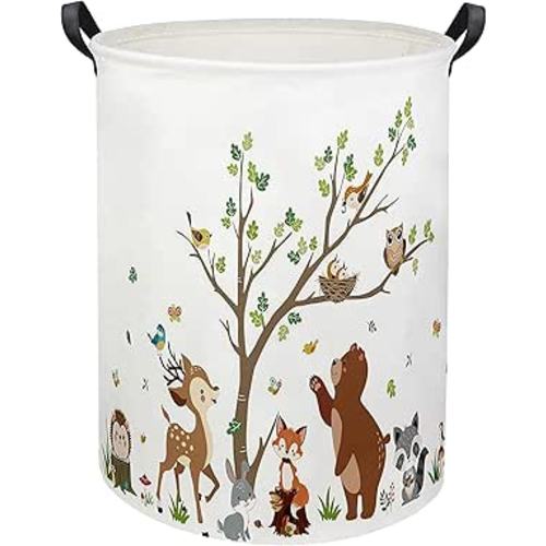 Kids Laundry Basket Baby Hamper Toy Storage Bin for Boys Room Decor Baby Nursery Hamper Gift Baskets for Bedroom Bathroom(Tree Animal)
