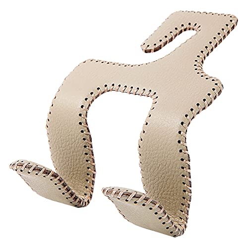 AMVOYOA 【2021 Upgraded】 Car Purse Hook, 2 in 1 Car Seat Headrest Hooks Durable Hanger Storage Holder Leather Organizer for Hanging Grocery Bags, 1 Pack, Beige
