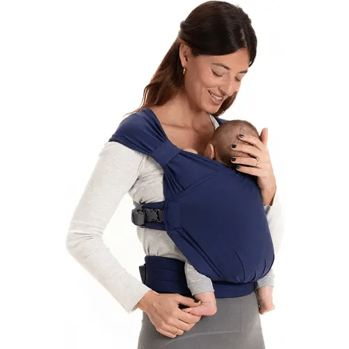 Boba Bliss Hybrid Baby Carrier Newborn to Toddler - 2-in-1 Baby Wrap & Baby Carrier - Pre-Wrapped Baby Sling Wrap Newborn - Certified Hip-Healthy - Soft & Stretchy Baby Sling Carrier- 7-35 (Navy Blue)