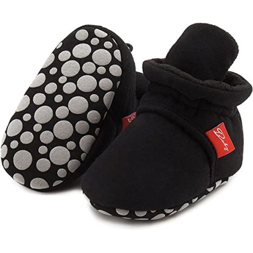 ohsofy Newborn Baby Cotton Booties Stay On Slipper Winter Warm Soft Shoes Non-Skid Infant Ankle Boots Crib Shoes
