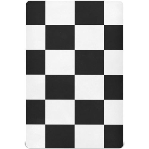 Crib Sheet Breathable Soft Crib Mattress Sheet for Baby Toddler Boys Girls Fitted Crib Sheet Fit Standard Crib Mattress 52 x 28 Inch Checkered Black and White