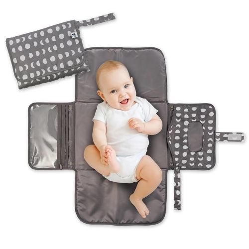 Tiny Twinkle Portable Diaper Changing Pad-Foldable Waterproof Changing Mat&Portable Changing Pad for Travel,Baby Changing Station with Smart Wipes Pocket&Storage (Luna)